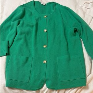 J. Crew Green Cardigan with Gold Buttons